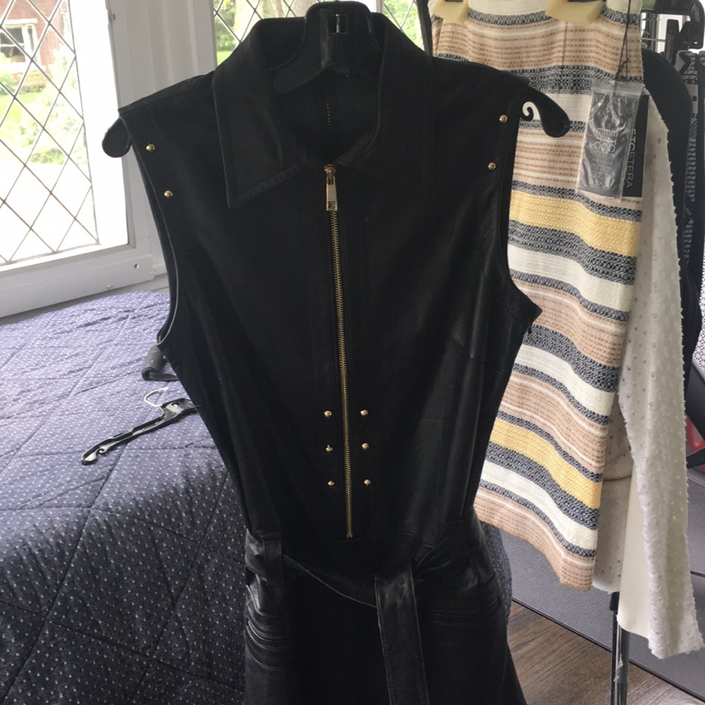 Private label Etcetera black leather dress, size 6